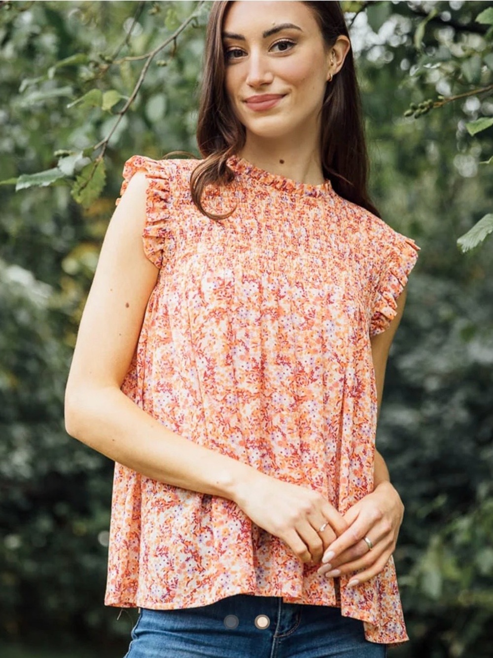 Papillon Ditsy Floral Blouse with Ruffle Sleeves